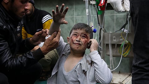 Palestinians wounded in the Israeli bombardment are brought to a hospital in Rafah, Gaza Strip. Sunday, March 24, 2024.