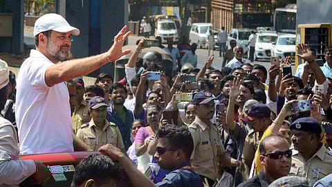 Congress leader Rahul Gandhi during the last leg of 'Bharat Jodo Nyay Yatra', in Mumbai.