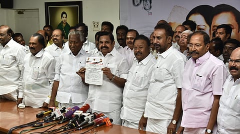 AIADMK General Secretary EPS announces the list of his party candidates contestanting for Lok sabha elections, in Chennai on Thursday.