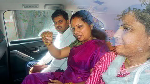 BRS leader K. Kavitha being taken to the Rouse Avenue Court in connection with the Delhi excise policy-linked money laundering case, in New Delhi.