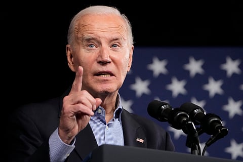 President Joe Biden speaks at a campaign rally Saturday, March 9, 2024, at Pullman Yards in Atlanta.