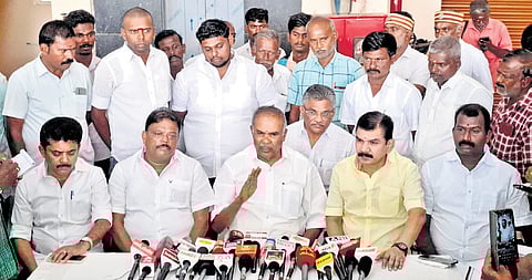 Appavu addressing a press meet in Tirunelveli.