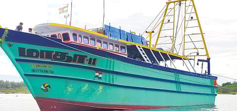 One of the boats seized by the Sri Lankan navy