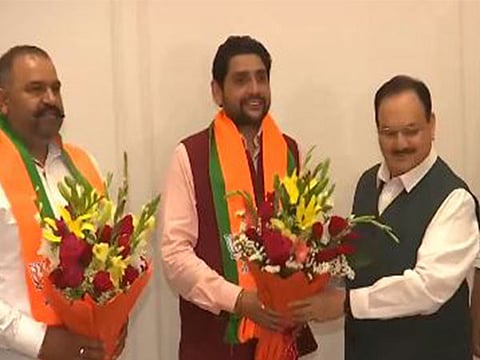 Former AAP MP Susheel Kumar Rinku and MLA Sheetal Angural with BJP President JP Nadda.