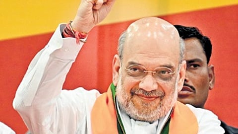 Union Home Minister Amit Shah at the BJP meeting at Palace Grounds
on Tuesday | Shashidhar Byrappa