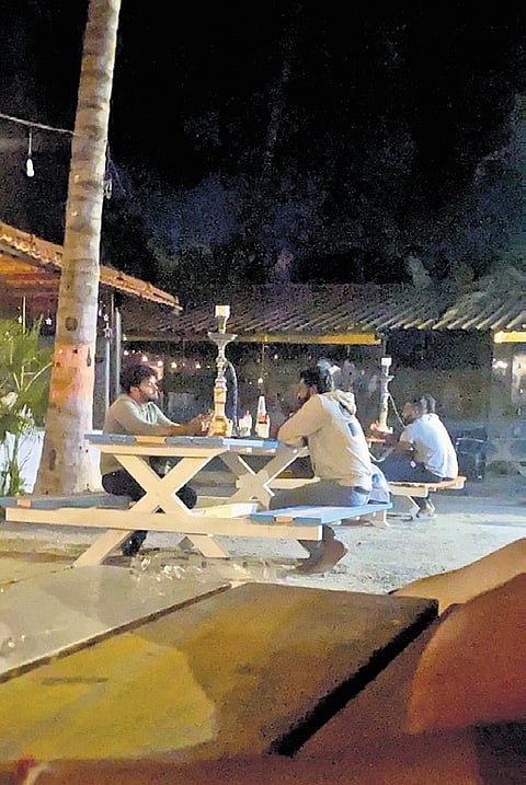 Hookah served illegally to youth at
a cafe on Bidadi Main Road.
