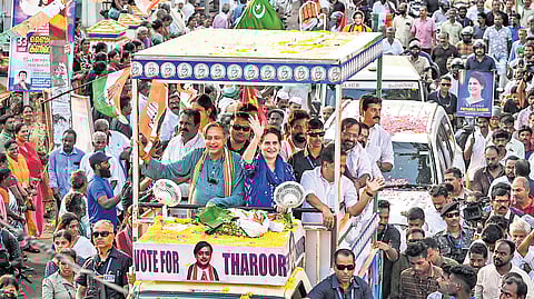 Priyanka Gandhi campaigns for Shashi Tharoor in Thiruvananthapuram