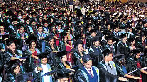 Students take the Hippocratic Oath during the St John’s convocation on Tuesday