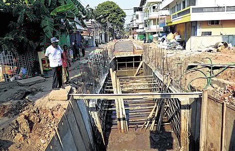 The ongoing rejuvenation work of Mullassery canal.