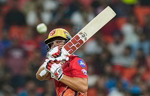 Punjab Kings batter Ashutosh Sharma plays a shot during the IPL 2024 cricket match between Punjab Kings and Mumbai Indians on April 18, 2024.