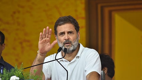 Congress leader Rahul Gandhi speaks at an INDIA bloc election rally in Tiruvelveli on Friday, April 12, 2024.