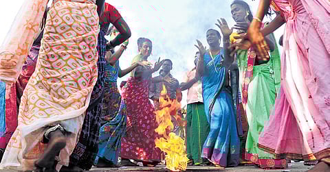 Trans women celebrate at Koothandavar Temple in Koovagam on Tuesday