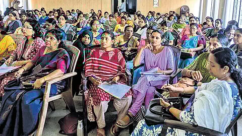 Women polling officials attending training sessions ahead of Lok Sabha election duty in Mahe