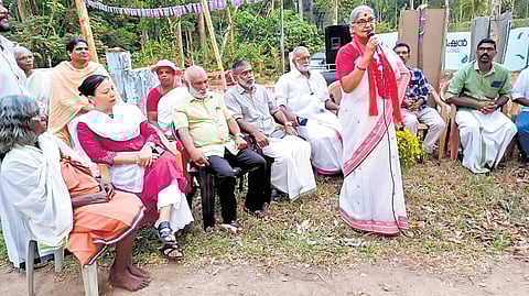 Kuki community activist from Manipur Glady Vaiphei Hunjan (2nd from left) during an election campaign meeting of LDF Wayanad candidate Annie Raja