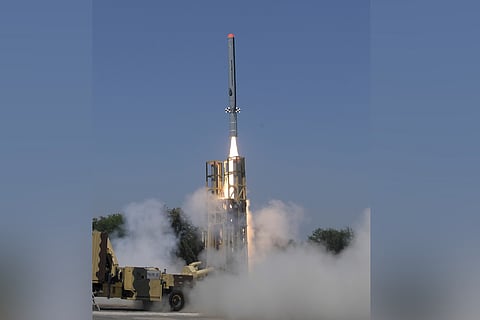 Indigenous technology cruise missile being test fired from ITR off Odisha coast on Thursday.