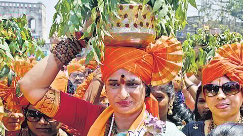 BJP Hyderabad candidate Madhavi Latha holds a rally in the Charminar area before filing her nomination for the 2024 Lok Sabha polls.