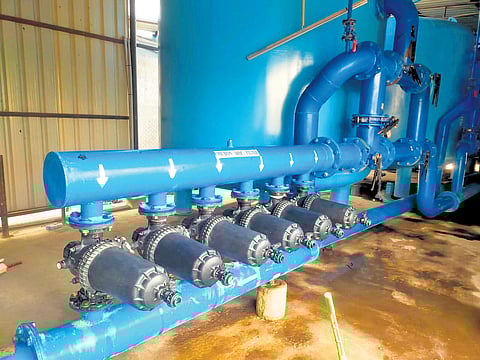 The modular water treatment plant on the Osman Sagar conduit that would be restarted soon