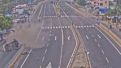 Visuals from the road accident spot where five individuals including four family members were killed.