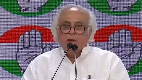 Congress General Secretary Jairam Ramesh addresses a press briefing at the party headquarters in New Delhi on Thursday.