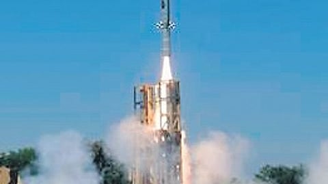 Indigenous technology cruise missile being test fired from ITR off Odisha coast on Thursday