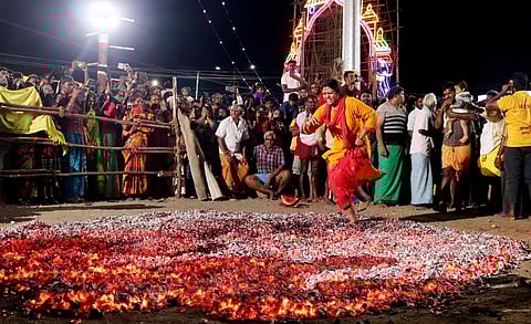 A temple festival halted by district administration caused a stir at the controversial Draupadi Amman temple in Chennakunnam village, near Villupuram, amid heavy police deployment on Friday.