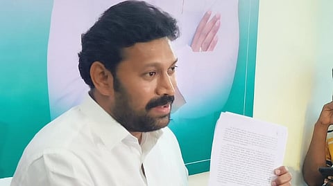 YSRC leader Avinash Reddy addressing the media on Tuesday.