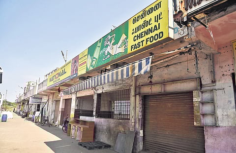 All shops inside the erstwhile omni bus stand in Koyambedu remain closed now