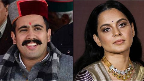 Himachal Pradesh’s PWD minister Vikramaditya Singh (L), BJP’s actor-turned-politician Kangana Ranaut( R)