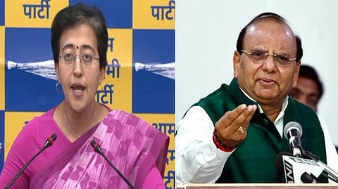Delhi water minister Atishi ( L), Lieutenant Governor VK Saxena (R)