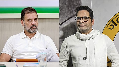 A collage of Congress leader Rahul Gandhi (L) and political strategist Prashant Kishor.