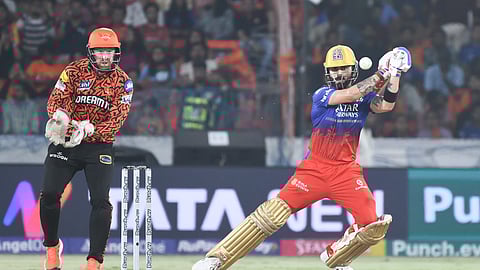 Royal Challengers Bengaluru's Virat Kohli plays a shot during the Indian Premier League cricket match between Royal Challengers Bengaluru and Sunrisers Hyderabad in Hyderabad.