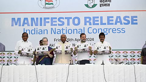 Congress Party releases its manifesto for the 2024 Lok Sabha elections, at AICC headquarters in New Delhi.