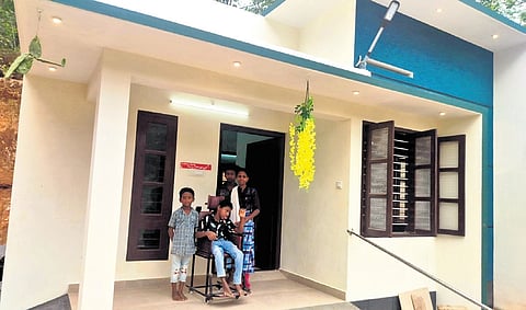 Sanju S, a differently-abled student, celebrates Vishu at his new house ‘Swapnakoodu’.