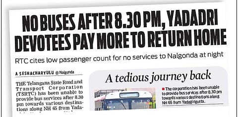 TNIE article on the struggle of Yadadri devotees.