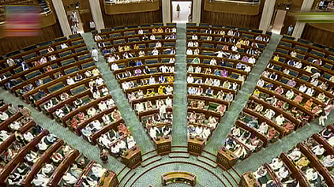 Lok Sabha during a special session at the Parliament House in New Delhi.