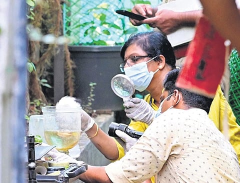 Forensic officials at director Joshiy’s house in Kochi on Saturday.