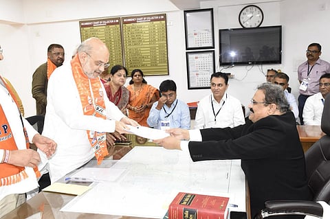 Amit Shah filing his nomination from Gandhinagar (Photo | Express)