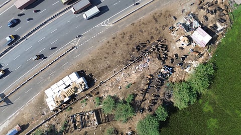 Aerial view of the diary unit near service lane of Chennai-Bengaluru highway in Nazarathpet.