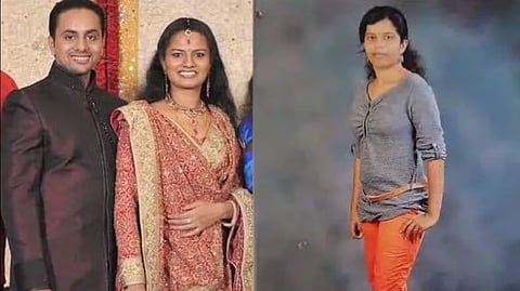 (L-R) Naveen Thomas and his wife Devi Madhavan and Arya Nair.