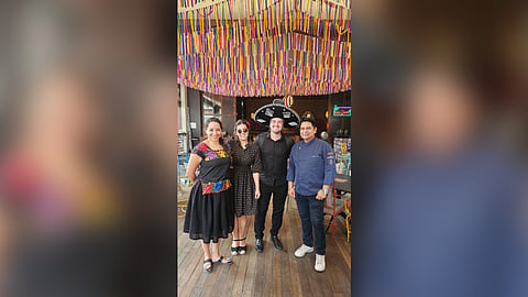 (From left) Belen Ojeda, Anjelica Patino & Santiago with Vikas Seth.