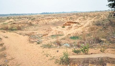 The dried-up Rushikulya river at Aska