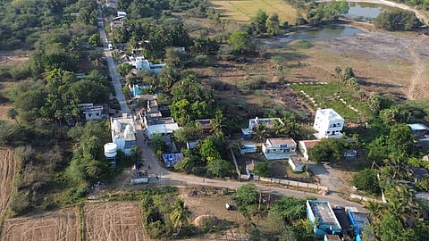 Ariel view of Nagapattu village where the proposed greenfield airport at Parandur is announced.