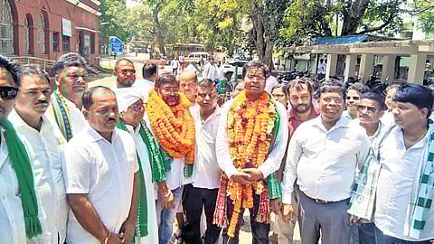 Tirkey and Singh during the nomination filing process on Tuesday
