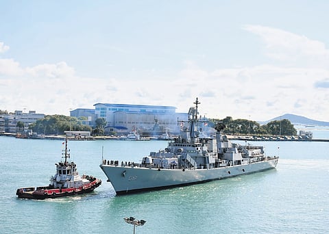 Indian Navy’s warships in Singapore before deployment in South China Sea