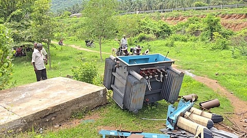 The damaged transformer at Chinnakommeswaram near Ambur