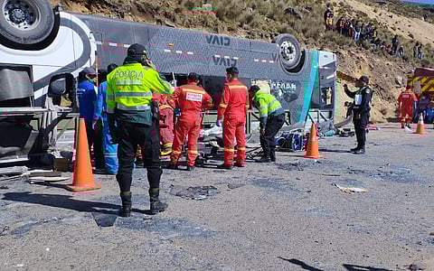 13 people were left dead after a bus carrying more than 40 passengers plunged into a ravine on a rural road in northern Andes in Peru's Ayacucho region on May 14, 2024.