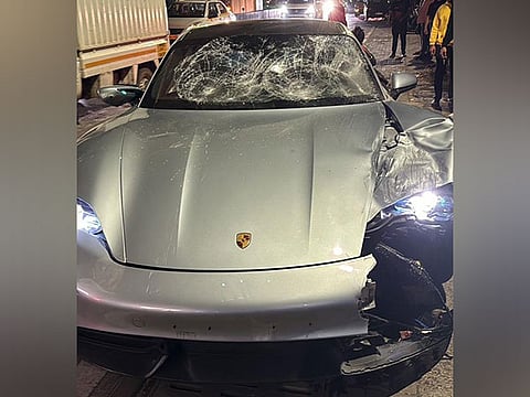 Image of the Porsche Taycan which crashed into a two-wheeler killing two techies in Pune on May 19.