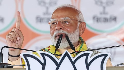 Prime Minister Narendra Modi addresses a public meeting for Lok Sabha elections, in Purulia, West Bengal, Sunday, May 19, 2024.