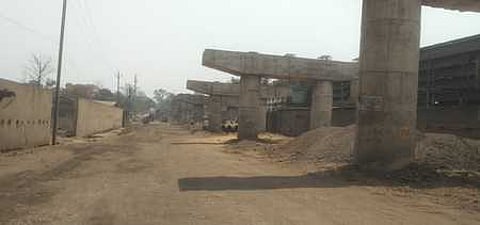 The under-construction ROB project in IDC area of Kalunga panchayat
