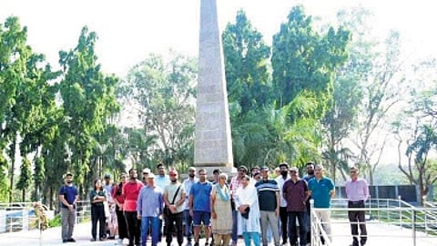 The War Memorial, encircled by meticulously maintained gardens, pays homage to the numerous Corps of the Electronic and Mechanical Engineers